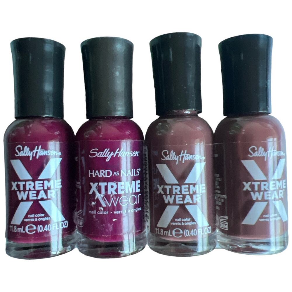 Lot 4 Sally Hansen Hard As Nails Xtreme Wear Nail Color, With the Beet, Macaroon